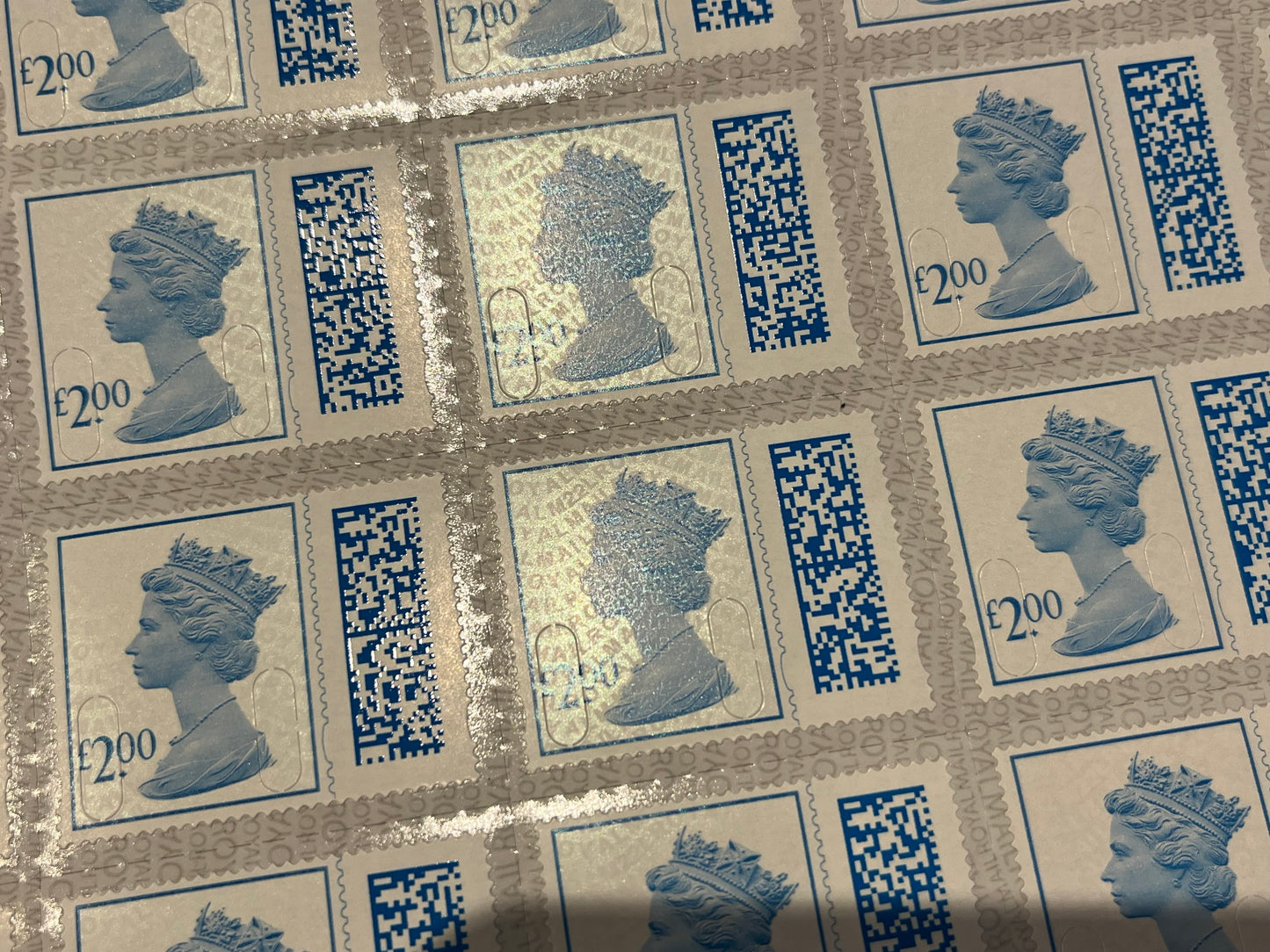25 x £2 Self Adhesive Barcoded Stamps For Postage FV £50