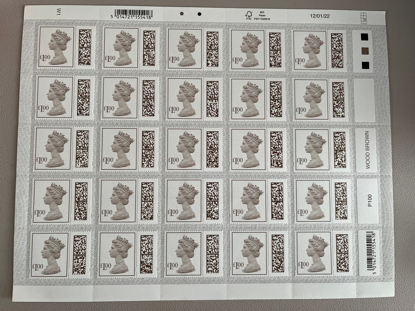 25 x £1 Self Adhesive Barcoded Stamps FV £25 • 25% off