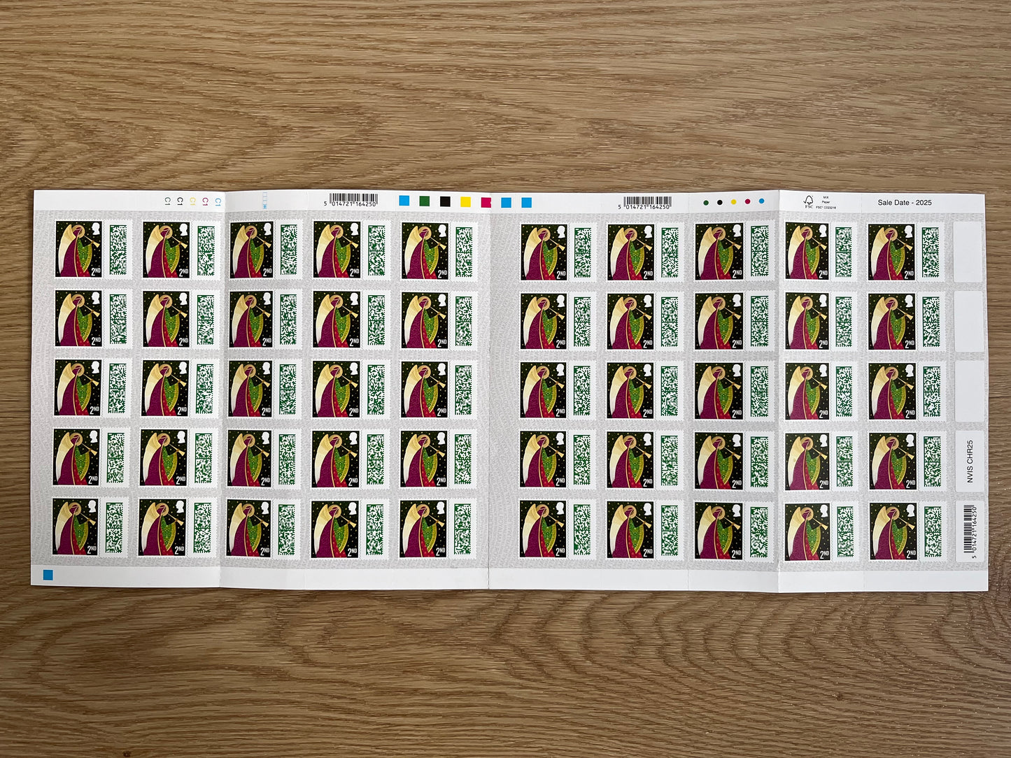 50 2nd Class Self Adhesive Christmas Barcoded Stamps