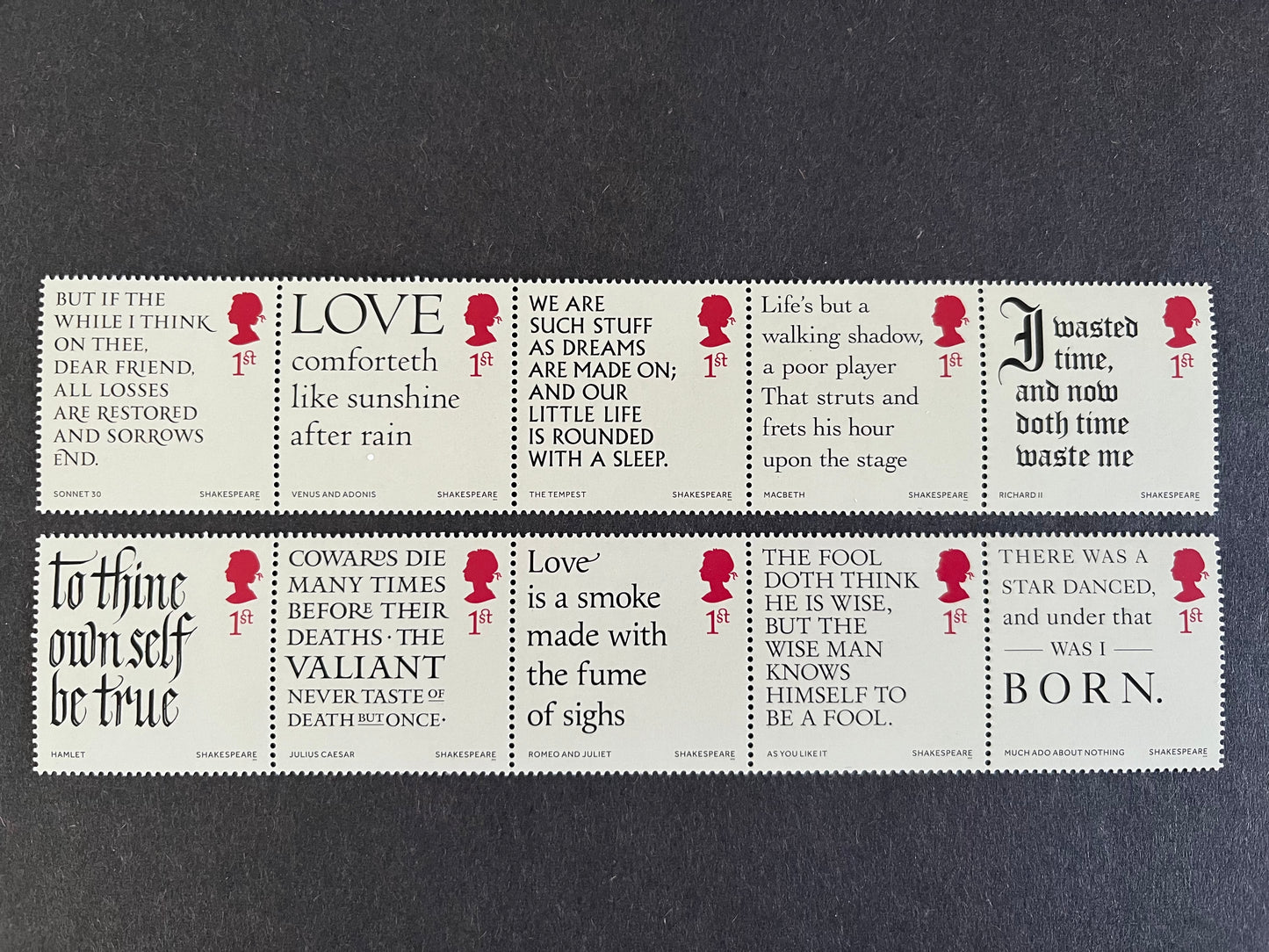 10 1st Class Stamps • William Shakespeare MNH