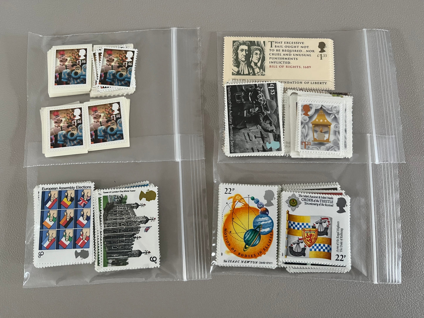 150 sets of 2-stamp £1.55 for 2nd Second Class Large FV £232.50