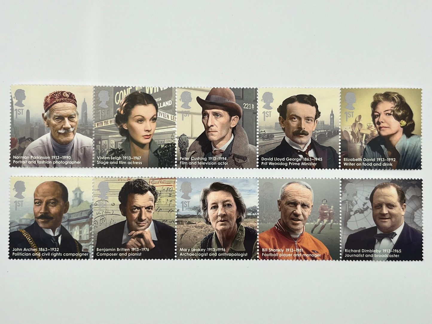 10 1st Class Stamps MNH • Famous People