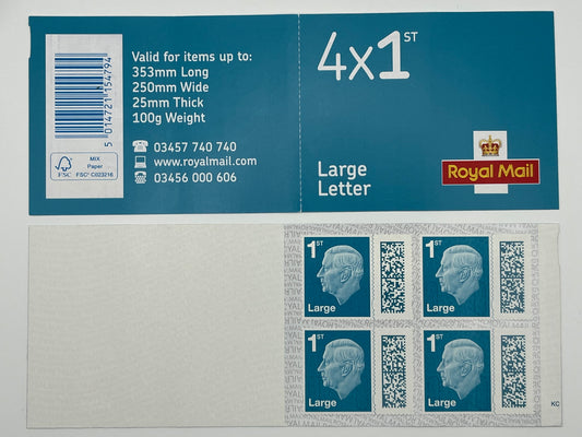 Booklet of 4 1st Class Large Letter Stamps • FV £12.60 • 30% off
