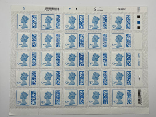 25 x £2 Self Adhesive Barcoded Stamps For Postage FV £50