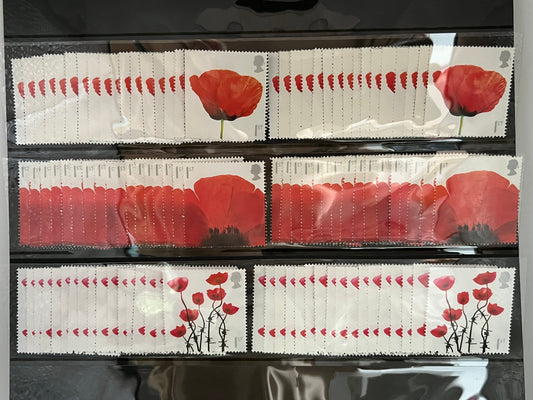 100 Poppy 1st Class Stamps for Postage