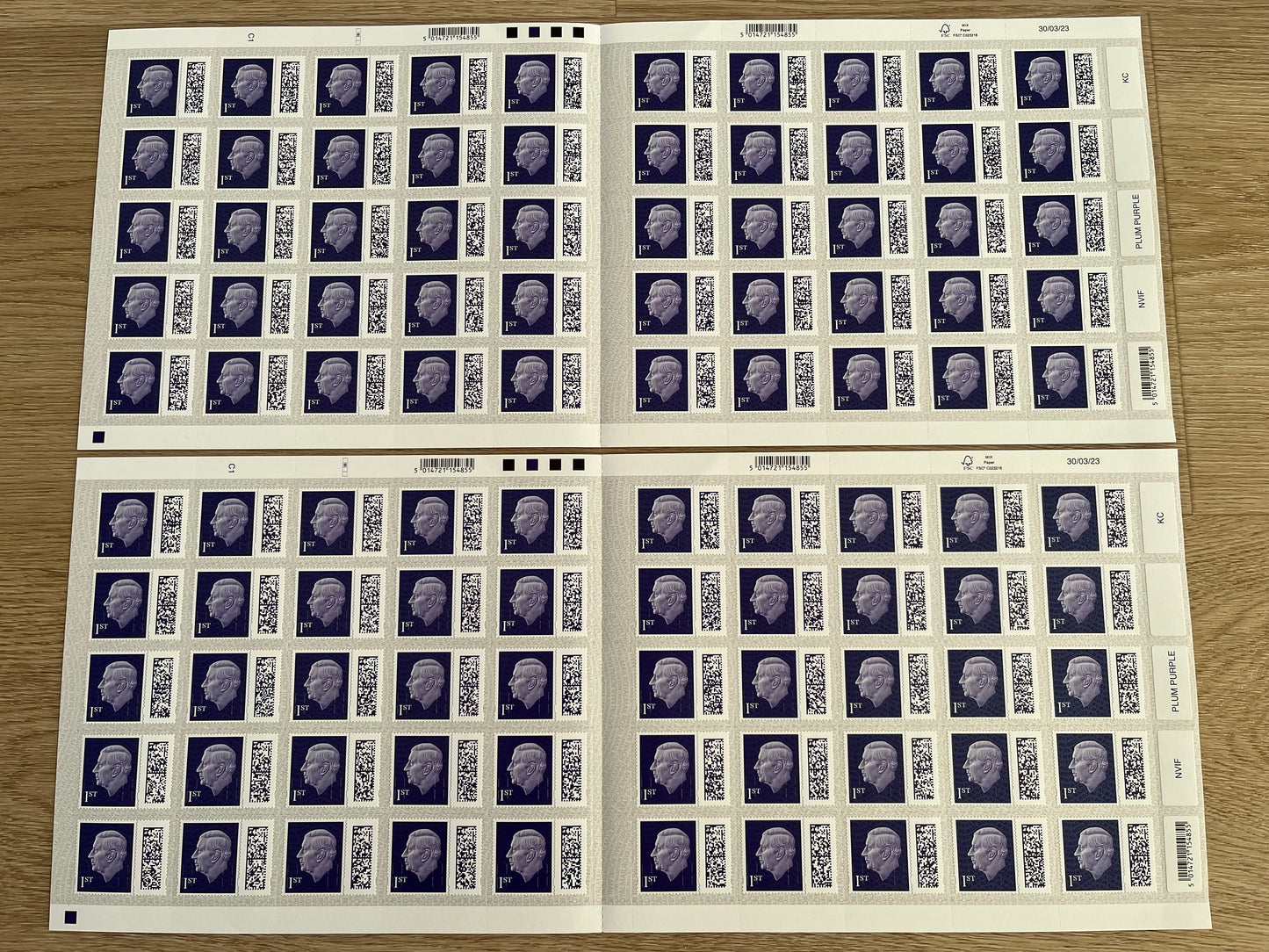100 1st Class Barcoded Self Adhesive Stamps