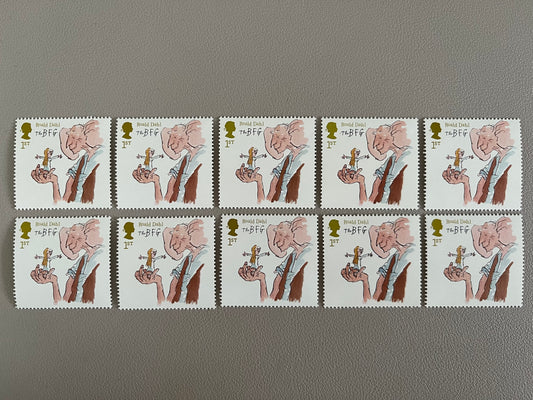 10 Roald Dahl 1st Class Stamps • BFG • MNH