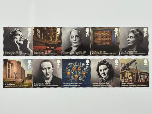 10 1st Class Stamps MNH • Famous People