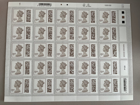 25 x £1 Self Adhesive Barcoded Stamps FV £25 • 25% off
