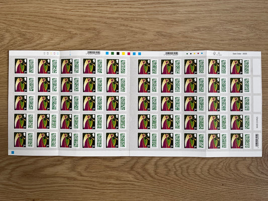 50 2nd Class Self Adhesive Christmas Barcoded Stamps