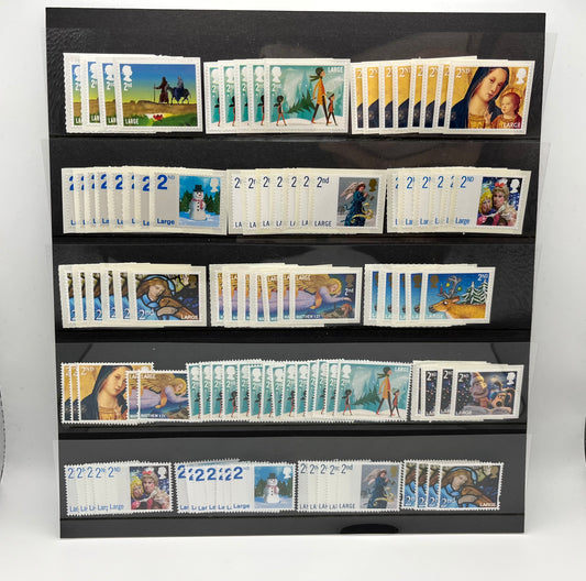 100 2nd Class Large Christmas Stamps Self Adhesive