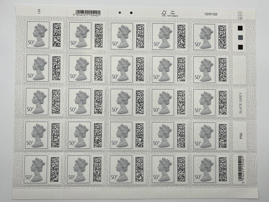 25 x 50p Self Adhesive Barcoded Stamps FV £12.50 • 25% off
