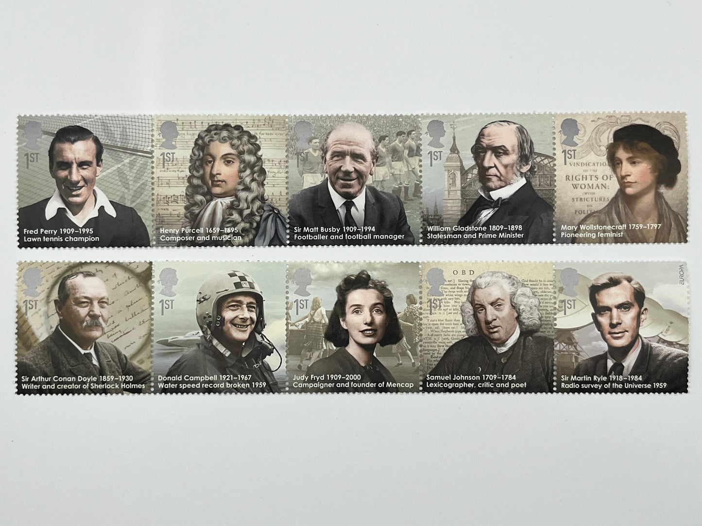 10 1st Class Stamps MNH • Famous People