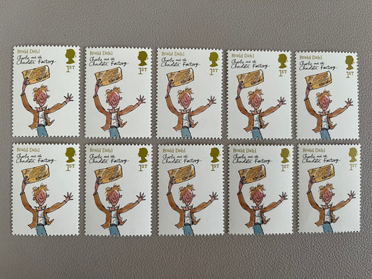 10 Roald Dahl 1st Class Stamps • Charlie and the Chocolate Factory