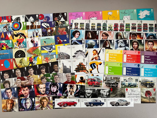 100 1st Class Stamps - Random Colourful Mix Lot