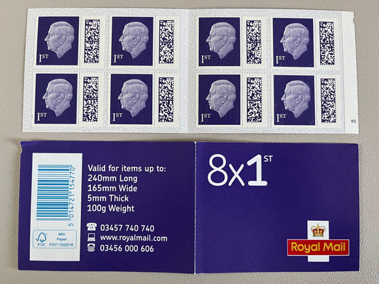 Booklet of 8 1st Class Barcoded Self Adhesive Stamps