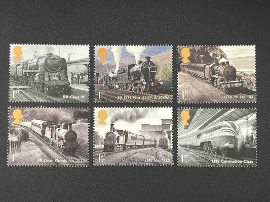 6 1st Class Stamps • Steam Trains Classic Locomotives