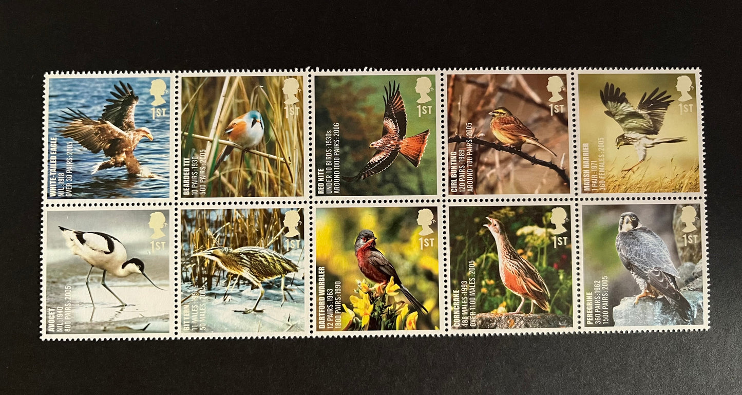 10 1st Class Stamps BIRDS