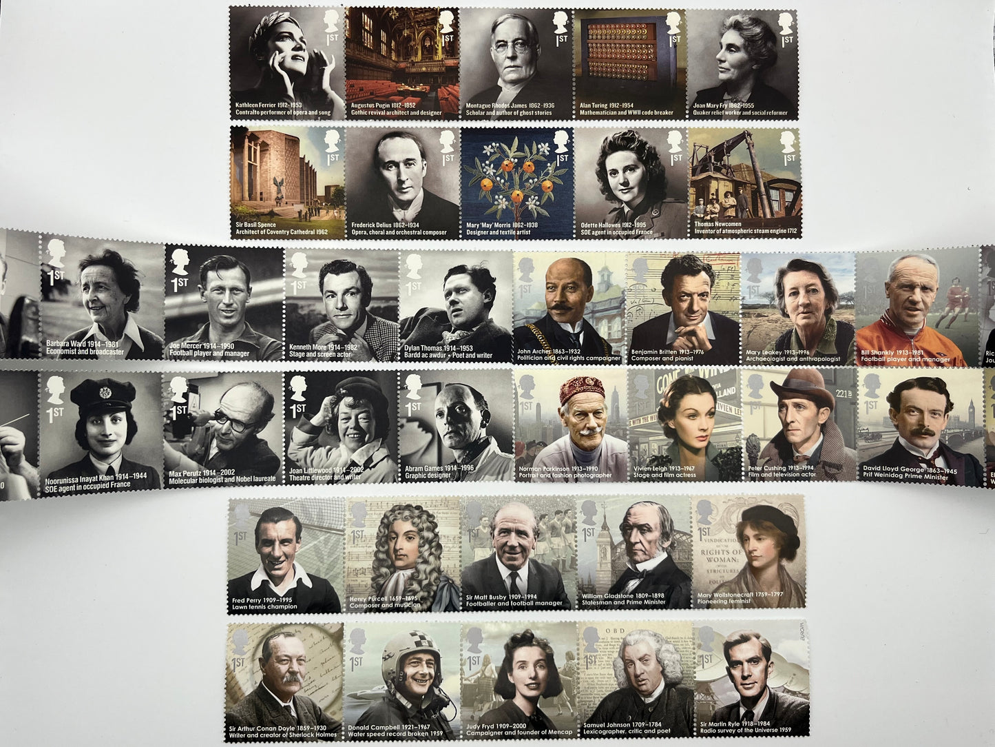 10 1st Class Stamps MNH • Famous People