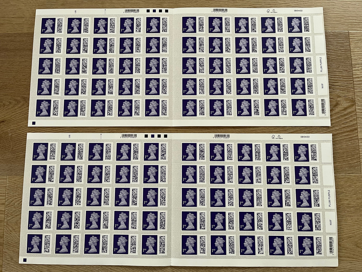 100 1st Class Barcoded Self Adhesive Stamps