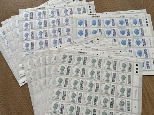 Low Value Self Adhesive Barcoded Stamps For Postage FV £11 • Save 20%