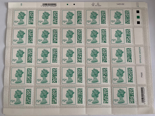 25 x £5 Barcoded Self Adhesive Stamps